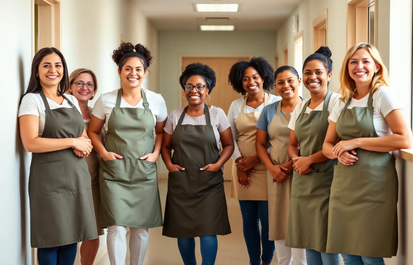The teaching team of A Child's Safe Haven smiling together in a bright hallway